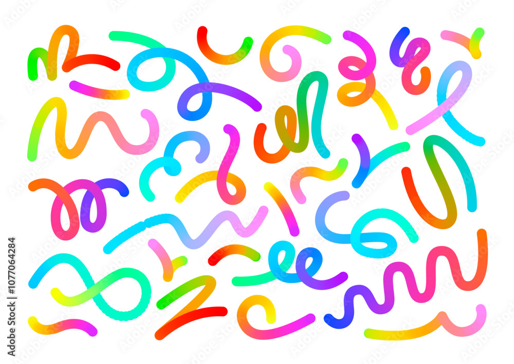 Poster gradient line. colorful swirling curves, vibrant abstract wavy shapes and dynamic curved forms with 