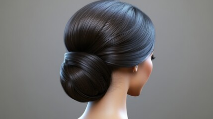 Elegant chignon bun hairstyle for formal events, sophisticated updo ideal for weddings, showcasing timeless beauty and grace for any special occasion