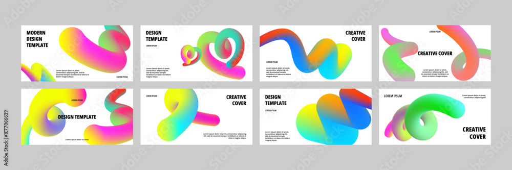 Poster modern gradient line banner templates. creative layout with colorful fluid line forms. smooth 3d gra