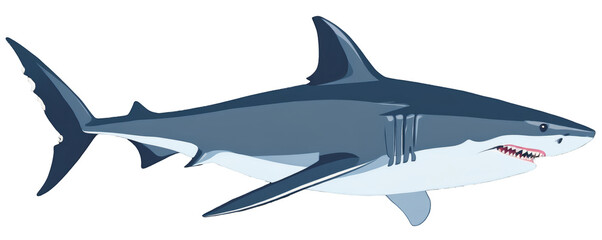 Graphic design vector of a shark in transparent white background