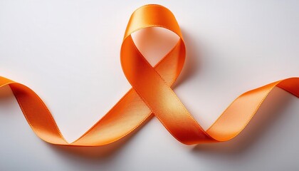 High Resolution Image of an Orange Awareness Ribbon Symbolizing Leukemia and Multiple Sclerosis Support, Useful for Health Campaigns, Educational Resources, or Awareness Event Promotions