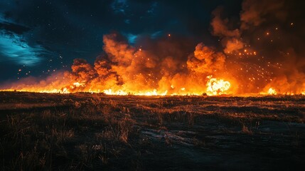 Fiery Explosion Lights Up Night Battlefield