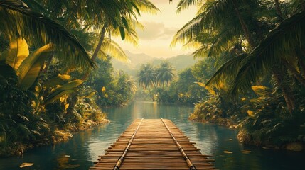 wooden bridge over the river