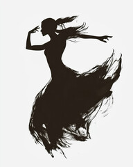 Fototapeta premium Elegant black silhouette of a woman dancing gracefully in a contemporary artistic style