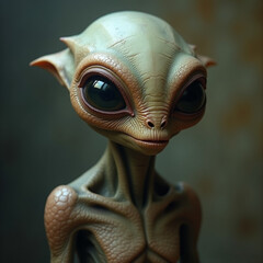 Close-up retrato de estudio alienigena con gesto alegre