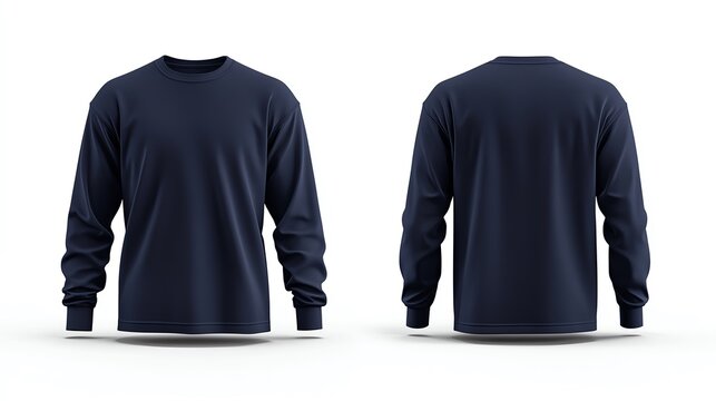Navy blue long sleeve t-shirt mockup.