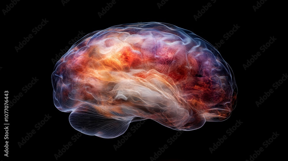 Poster illuminated brain pathways, a colorful visualization of neural network activity and connections