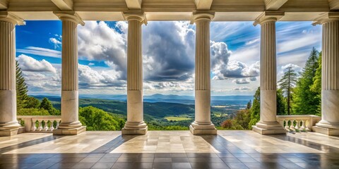 Fototapeta premium Pillars Framing a Majestic View, Landscape Photography, Architecture, Nature