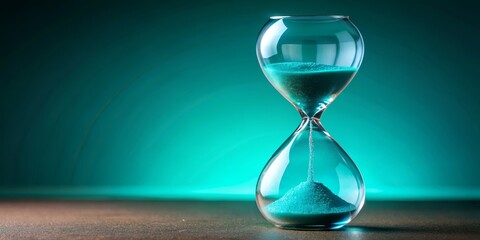Hourglass Timelapse with Blue Sand on Teal Background, timelapse, hourglass