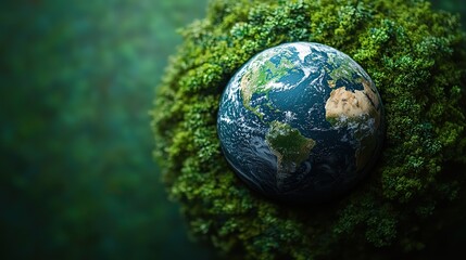 A symbolic image of Earth on a green background, representing the importance of environmental sustainability and protection