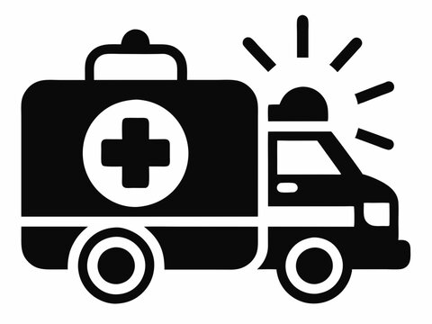 recommend clip art: vector emergency ambulance icon black silhouette on white background 