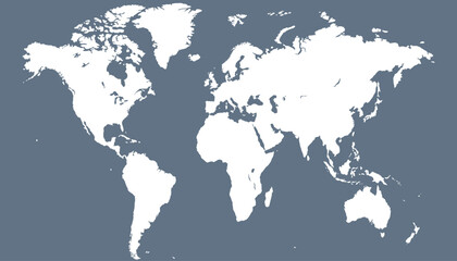 World map. Grey modern vector map. Silhouette map