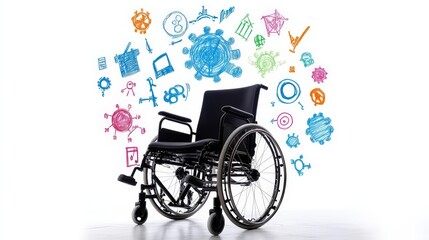 Fototapeta premium Inclusive Design Wheelchair with Colorful Ability Icons