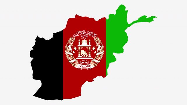 Animated Afghanistan map with flag on white screen, Afghanistan Flag and map animation, 4K,
