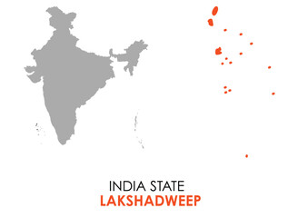 Lakshadweep map of Indian state. Lakshadweep map vector illustration. Lakshadweep vector map on white background.