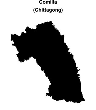 Comilla district blank outline map