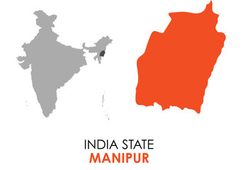 Obraz premium Manipur map of Indian state. Manipur map vector illustration. Manipur vector map on white background.