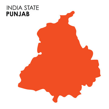 Punjab map of Indian state. Punjab map vector illustration. Punjab vector map on white background.