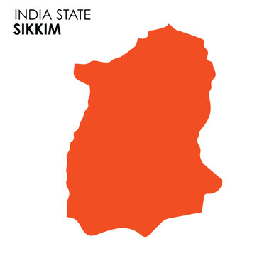 Sikkim map of Indian state. Sikkim map vector illustration. Sikkim vector map on white background.