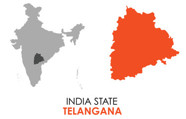 Fototapeta premium Telangana map of Indian state. Telangana map vector illustration. Telangana vector map on white background.