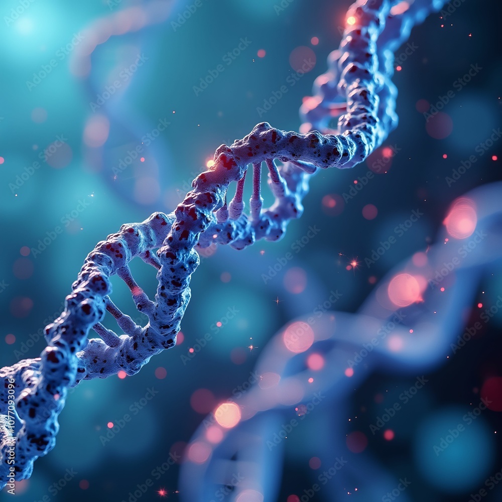 Poster 3d render of dna molecule