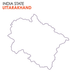 Uttarakhand map of Indian state. Uttarakhand map vector illustration. Uttarakhand vector map on white background.