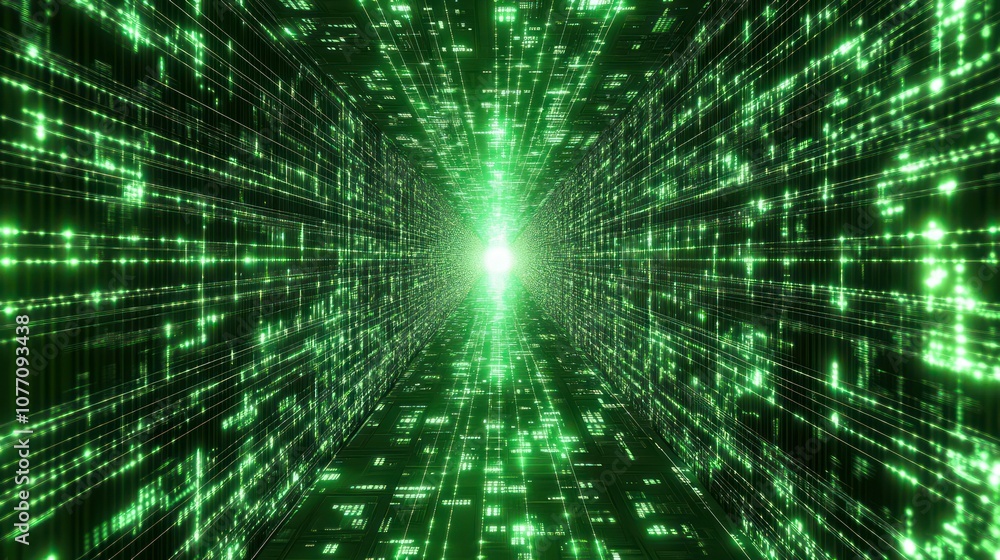 Poster digital abstract technology green data matrix with broad connection concept background wallpaper ai 