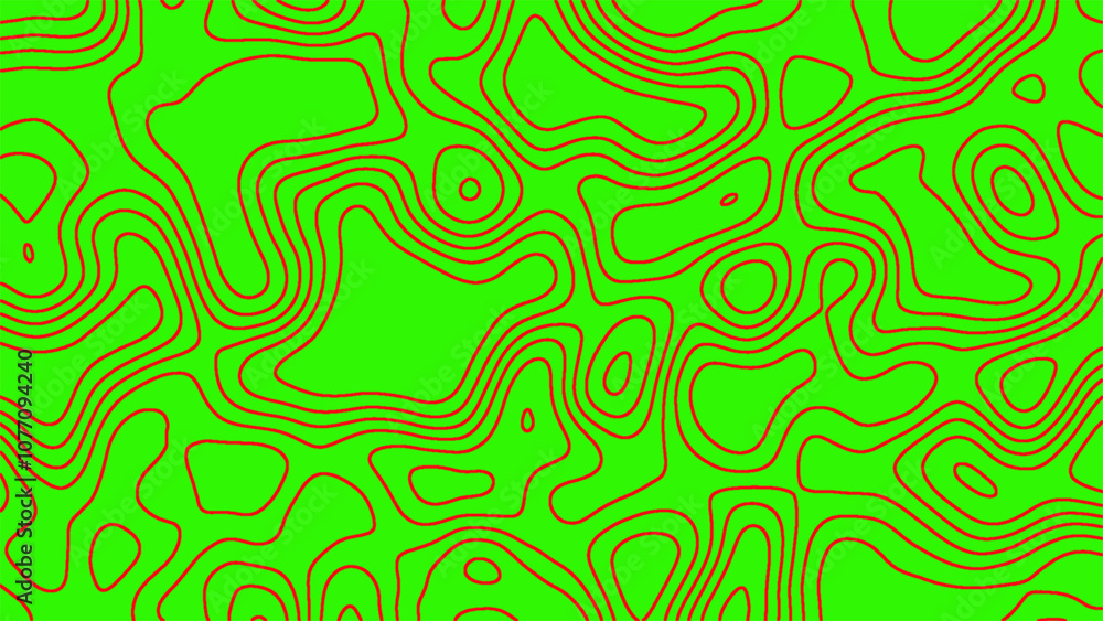 Poster red topographic map of the terrain as contour. seamless pattern. topographic line map. modern design