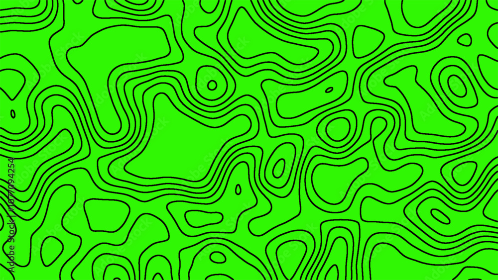 Poster topographic line map. modern design with green background with topographic wavy pattern design. back