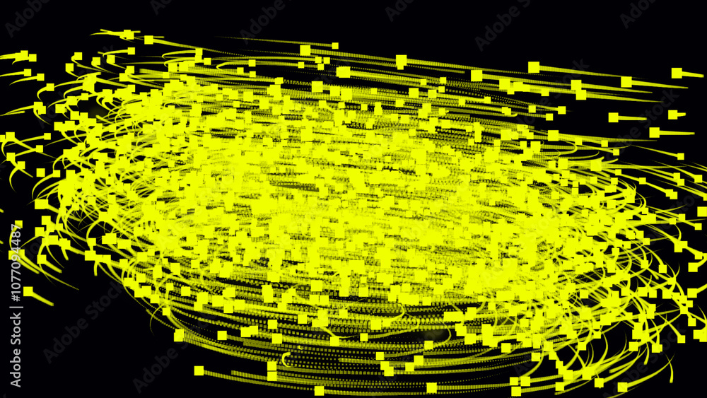 Poster vector circle background. abstract yellow or gold computer-generated image in tech style on dark bac