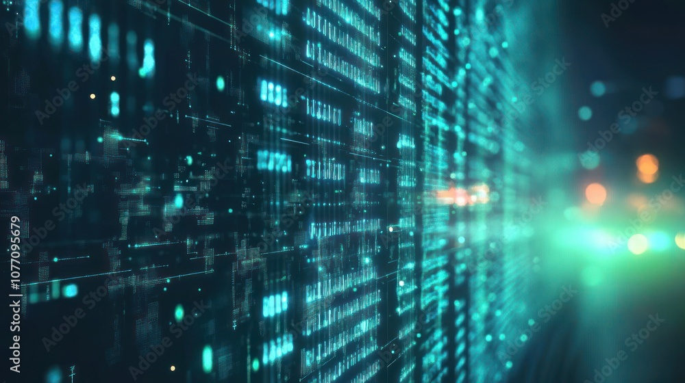 Poster digital abstract technology green data matrix with broad connection concept background wallpaper ai 