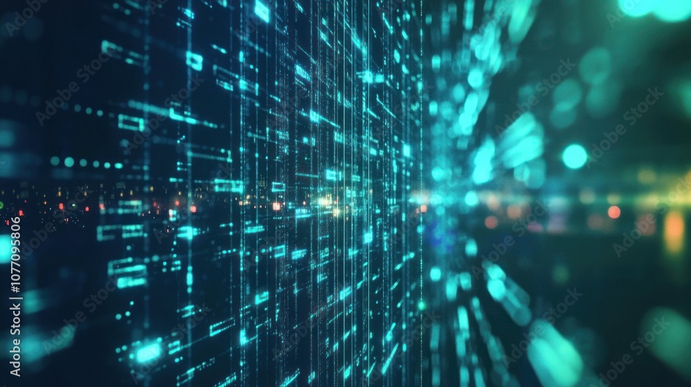 Poster digital abstract technology green data matrix with broad connection concept background wallpaper ai 