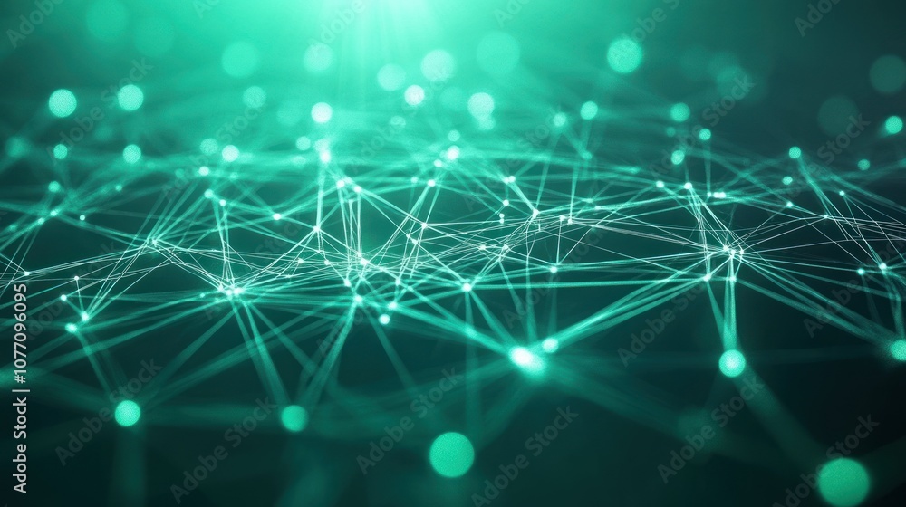 Poster digital abstract technology green data matrix with broad connection concept background wallpaper ai 