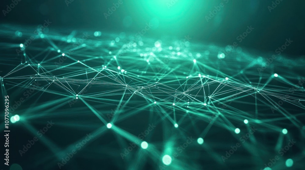 Poster digital abstract technology green data matrix with broad connection concept background wallpaper ai 