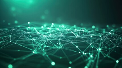 Obraz premium Digital abstract technology green data matrix with broad connection concept background wallpaper AI generated image