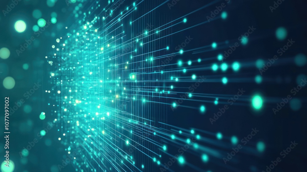 Poster digital abstract technology green data matrix with broad connection concept background wallpaper ai 