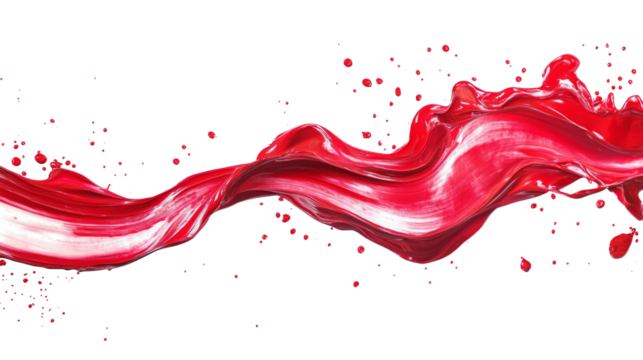 Red color stroke of paint transparent background