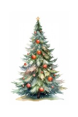 Fototapeta premium Christmas tree plant white background illuminated.
