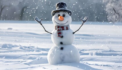 Obraz premium Frosty the Snowman in a Snowy Meadow 