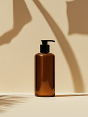 Naklejka premium A plastic soap and lotion bottle with a pump dispenser isolated on a neutral background