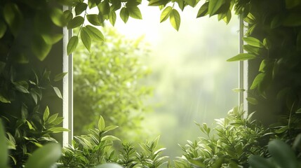 Valuable objects nestled amidst vibrant greenery, evoking tranquility, with soft sunlight streaming through the branches overhead.