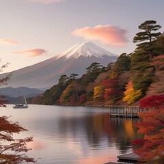 A digital painting of a mountain with a tree in the foreground