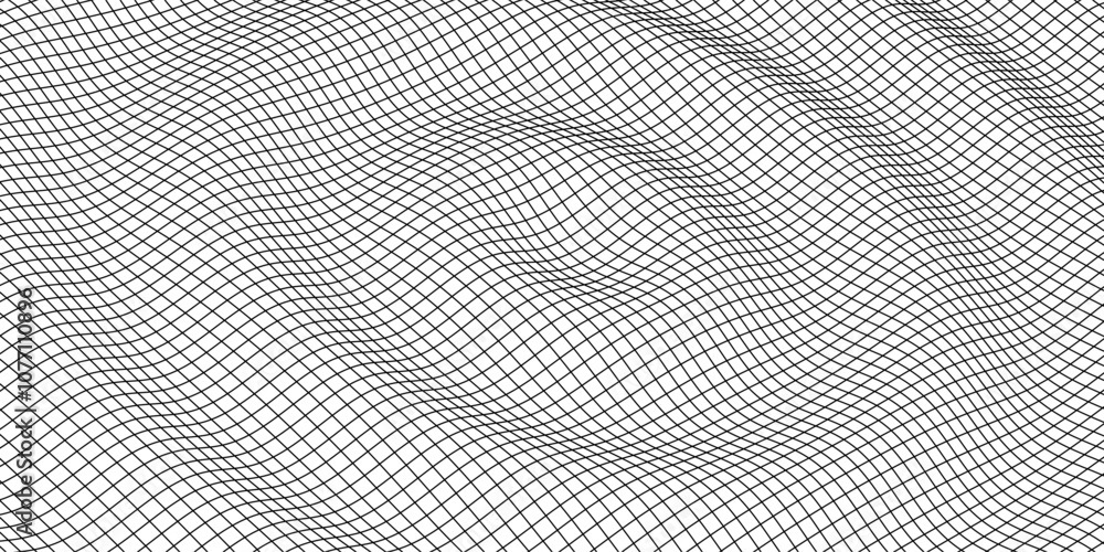 Poster Waves of particles. Lines technology background. Pattern for presentations. Liquid waves abstract template. Vector illustration