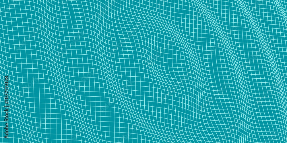 Poster Waves of particles. Lines technology background. Pattern for presentations. Liquid waves abstract template. Vector illustration