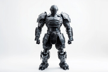 Battle steel robot isolated on a white background...