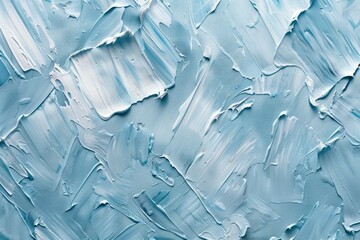  Many rough light blue smears of acrylic oil paint on flat surface. Detailed photo textured...