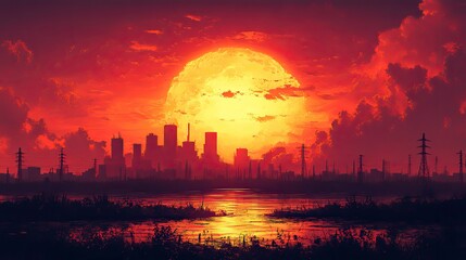 Naklejka premium An visually communicates the global warming concept, emphasizing environmental changes