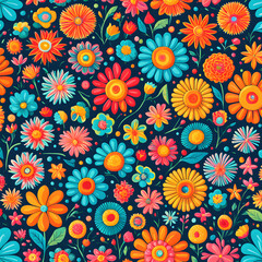 seamless floral pattern in bright colors