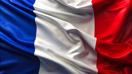 Fototapeta premium Dynamic French flag with red, white, and blue colors vertical stripes creating a waving effect symbolizing national pride