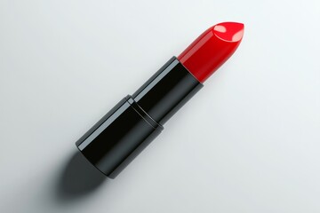 Fototapeta premium Luxury red lipstick on a neutral background showcasing beauty product design